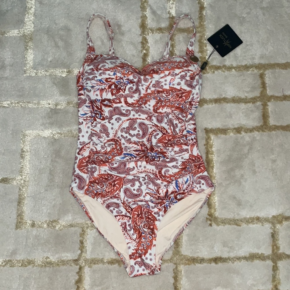 Nip Tuck Swim Paisley Joanne Twist Front Tummy Control One Piece Swimsuit